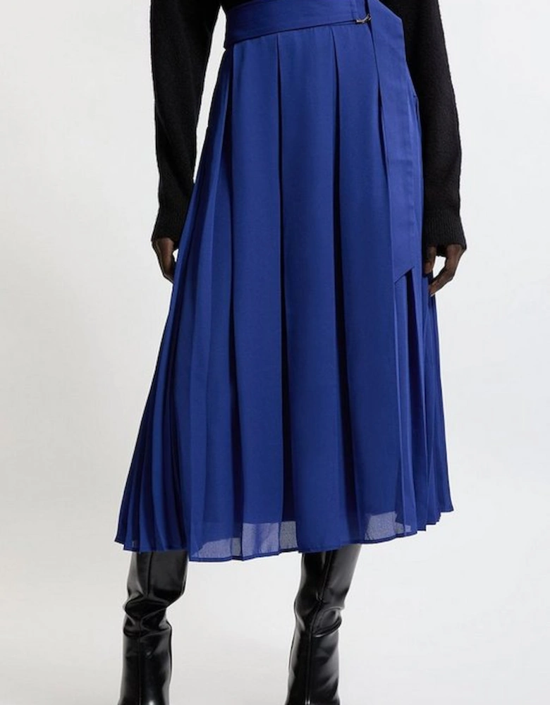 Georgette Woven Pleated Maxi Skirt