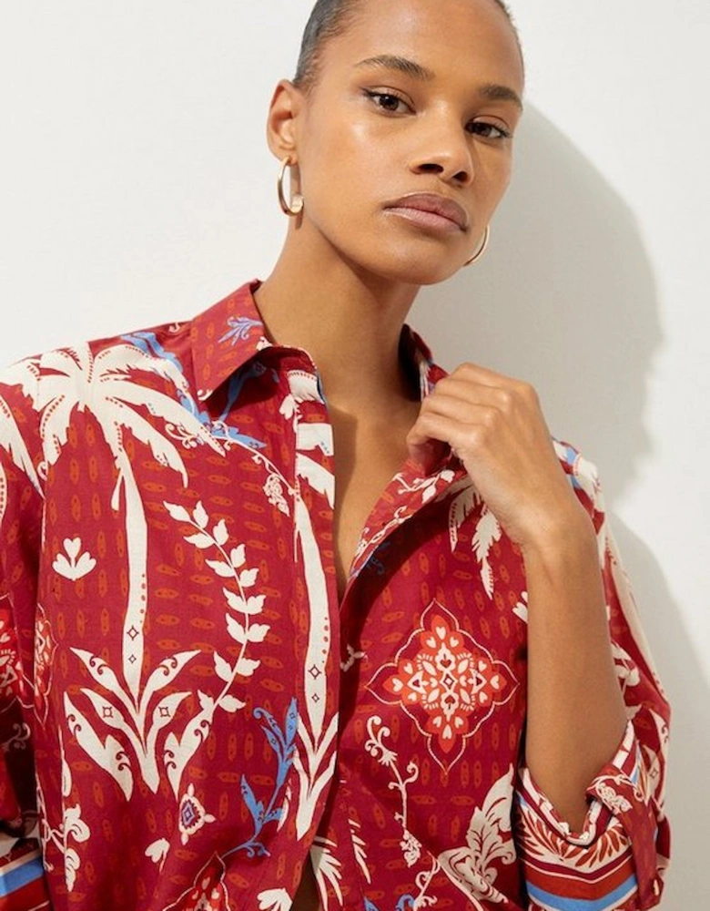 Printed Cotton Voile Beach Shirt