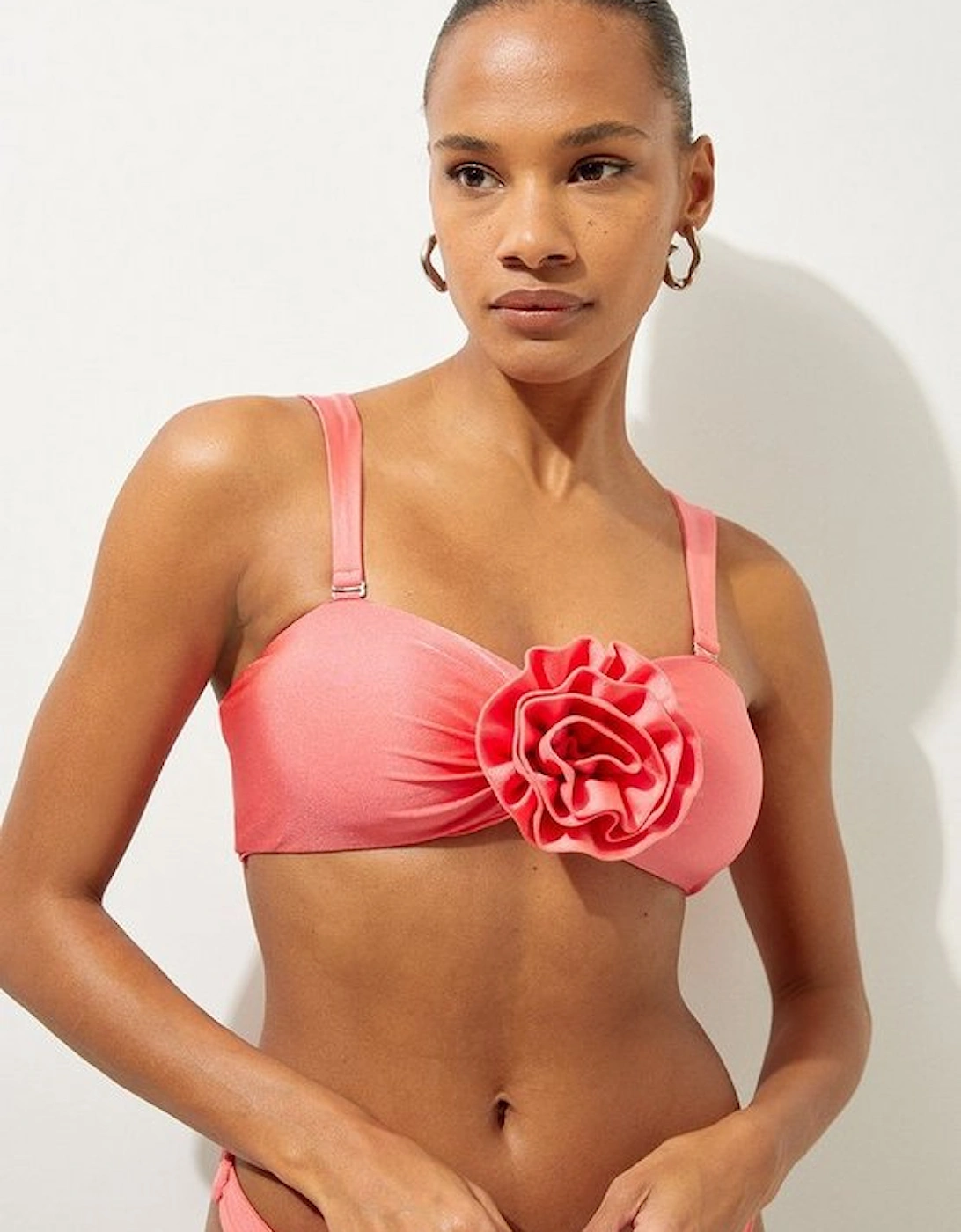 Rosette Detail Bandeau Bikini Top