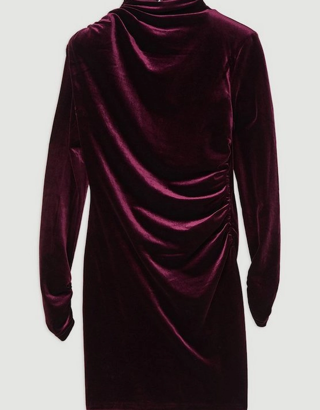Velvet Long Sleeve Detail Midi Dress