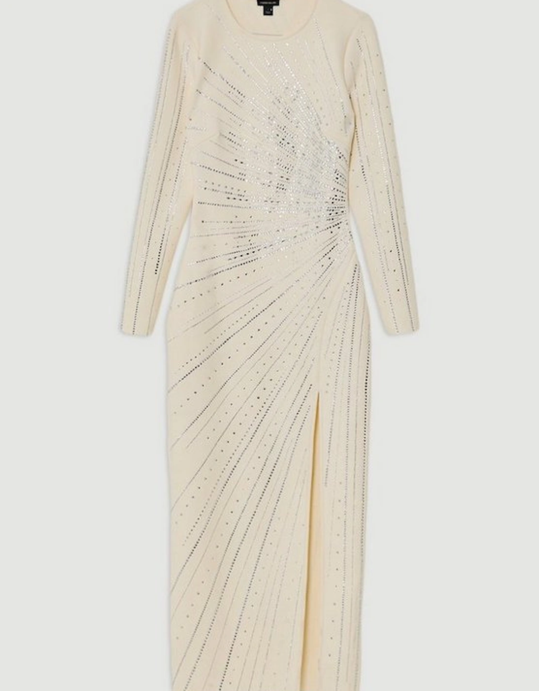 Figure Form Bandage Knit Embellished Maxi Dress