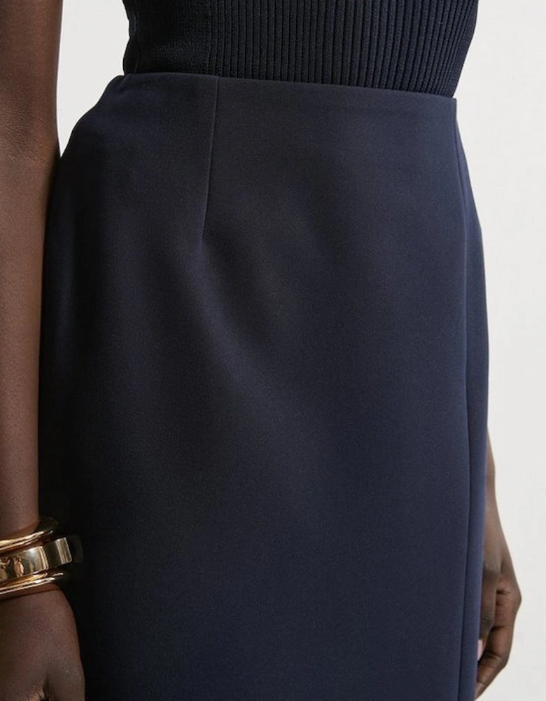 Clean Tailored Pencil Midi Skirt