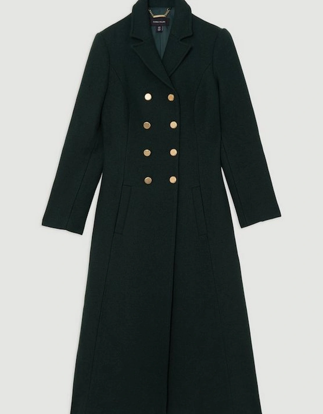 Premium Italian Manteco Wool Military Full Skirted Tailored Midaxi Coat