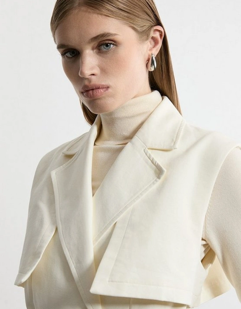 Tailored Sleeveless Belted Trench Coat