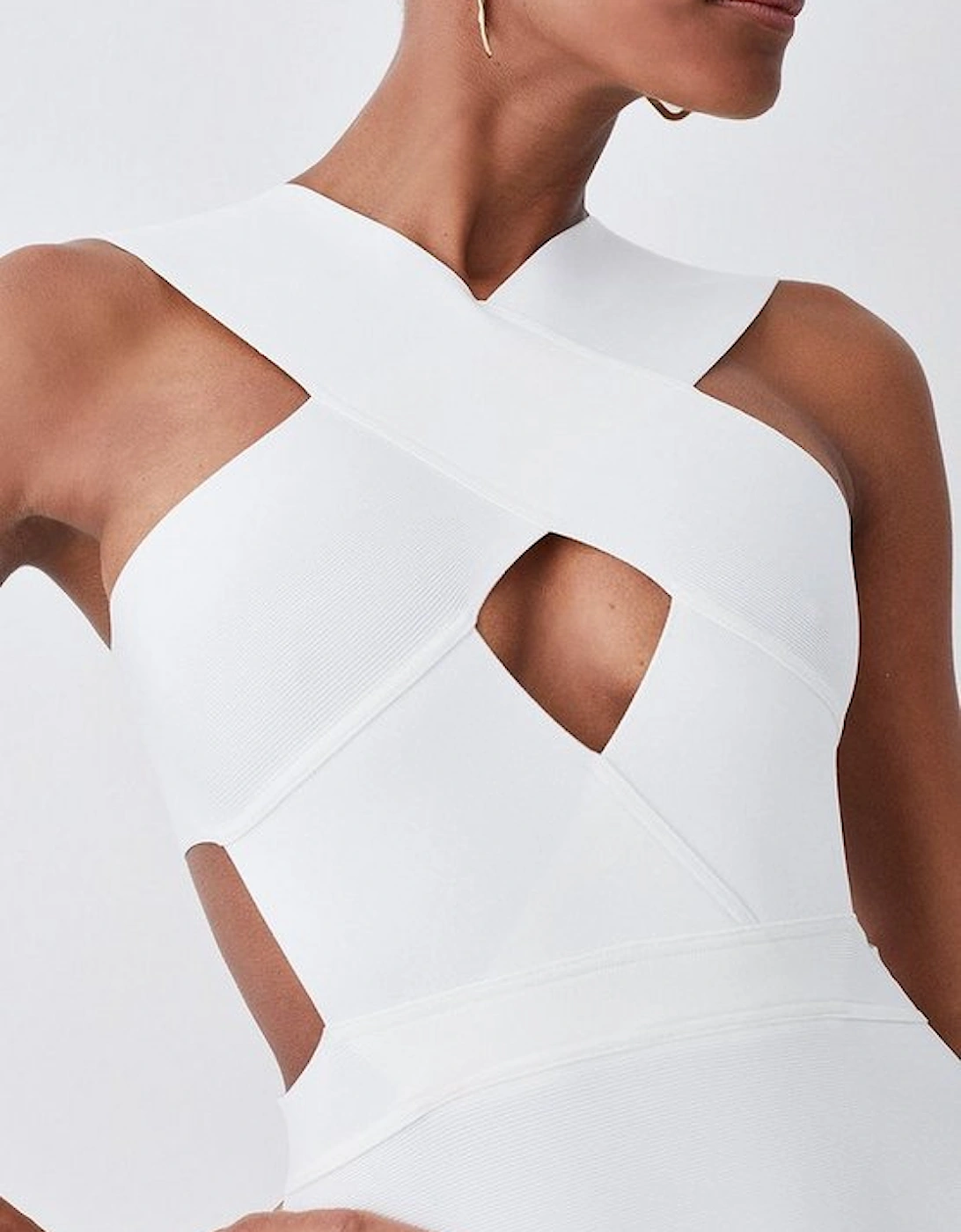 Bandage Textured Cross Front Swimsuit