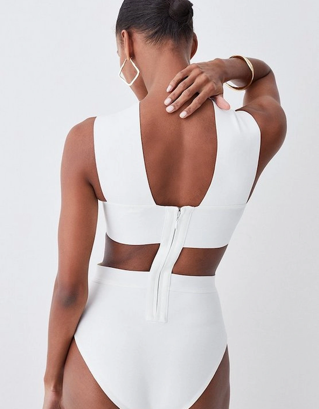 Bandage Textured Cross Front Swimsuit