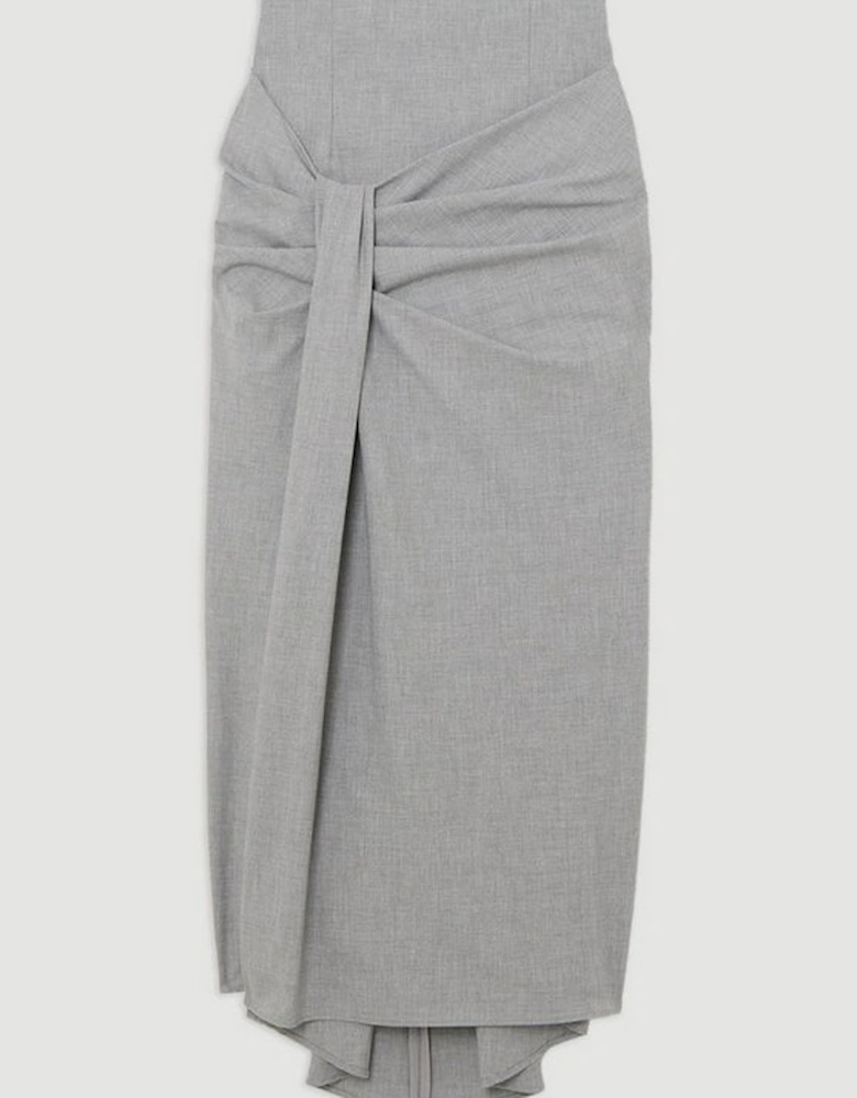 Petite Tailored High Waisted Draped Maxi Skirt