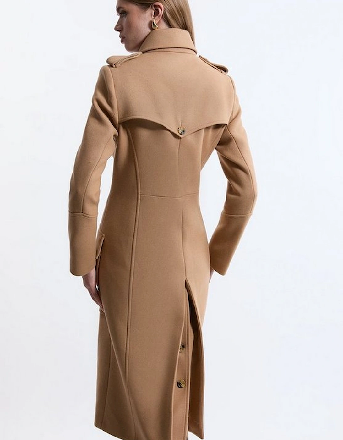 Premium Italian Manteco Wool Military Tailored Midi Coat