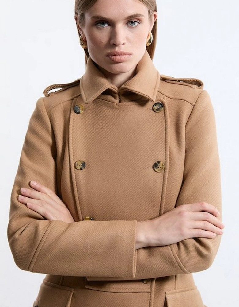 Premium Italian Manteco Wool Military Tailored Midi Coat