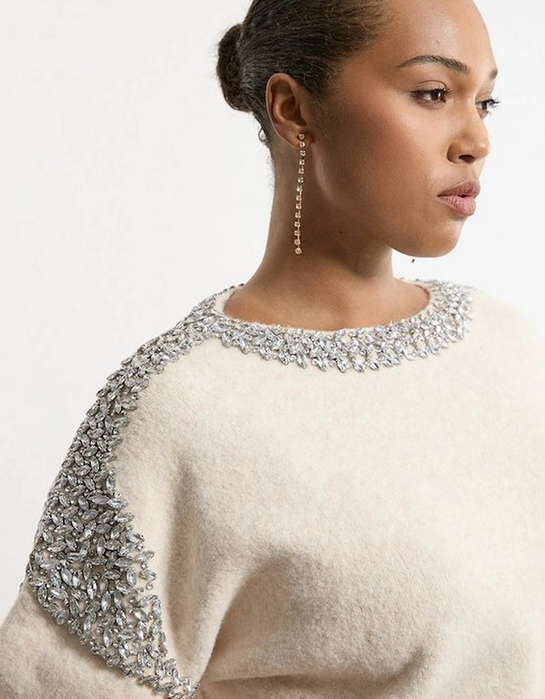 Plus Size Embellished Trim Cosy Knit Jumper