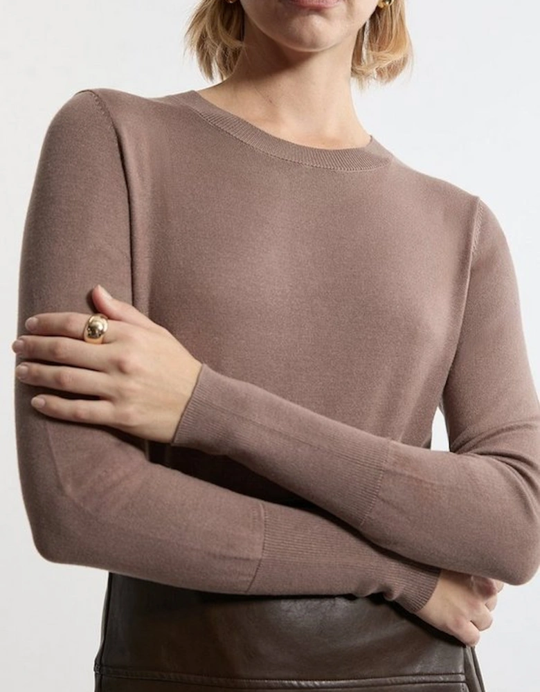 Viscose Blend Knit Crew Neck Jumper