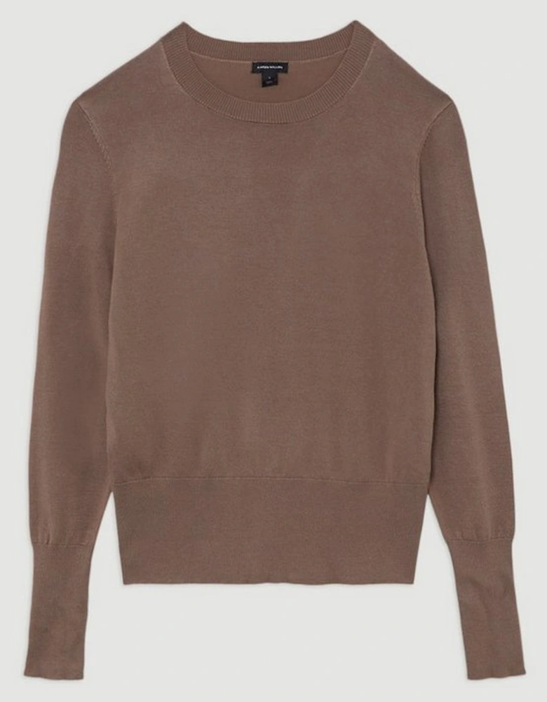 Viscose Blend Knit Crew Neck Jumper