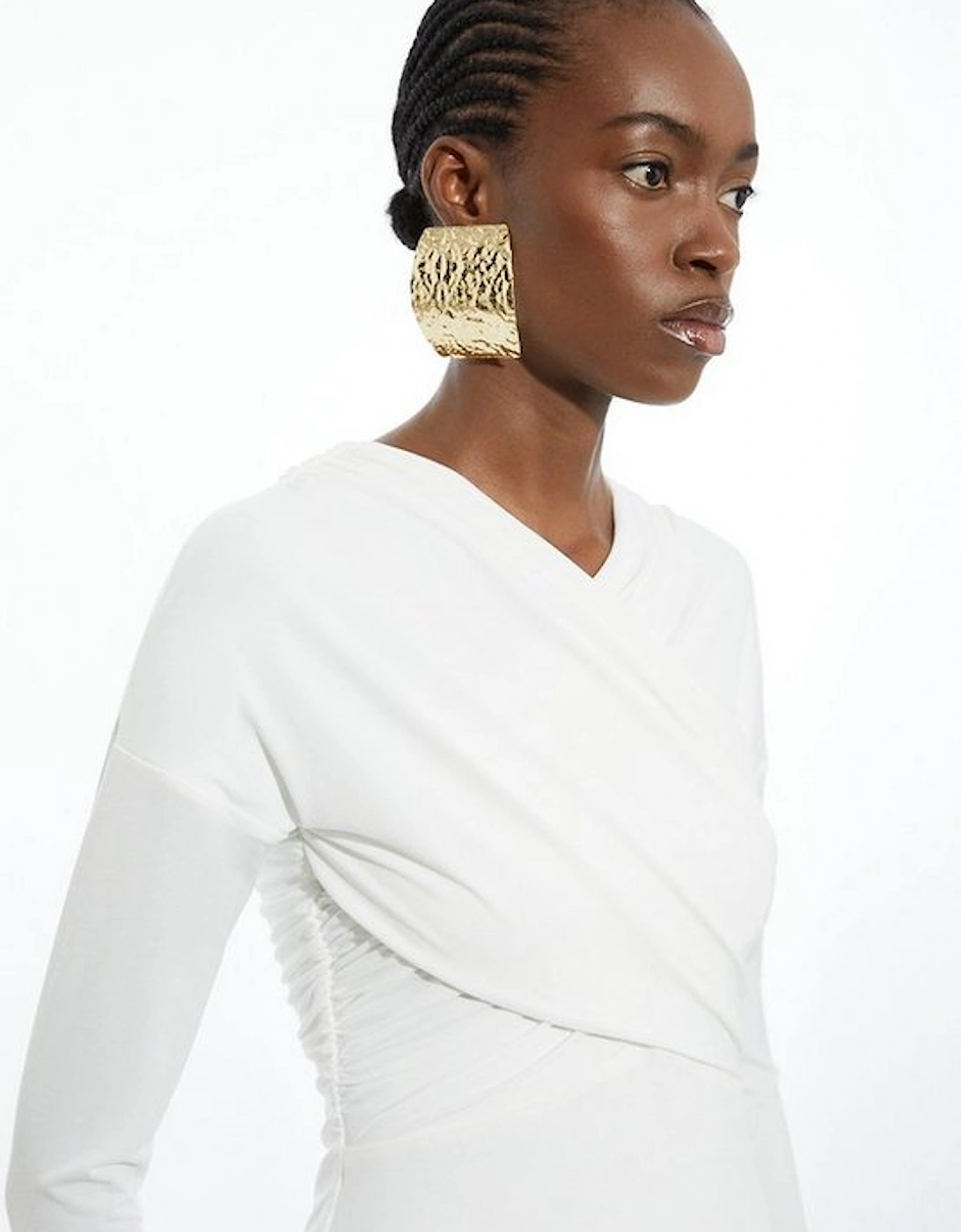 Ruched Jersey Crepe Midi Dress
