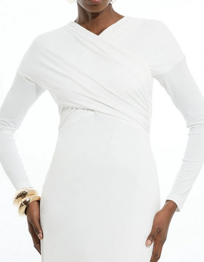 Ruched Jersey Crepe Midi Dress