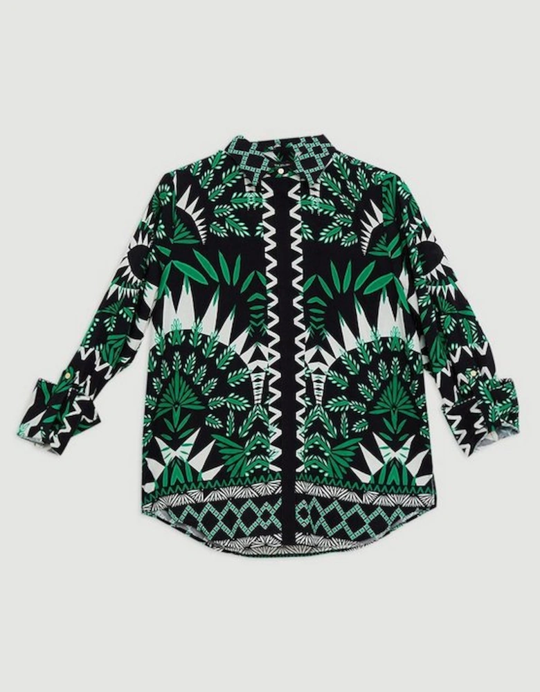 Mono Printed Viscose Woven Beach Shirt