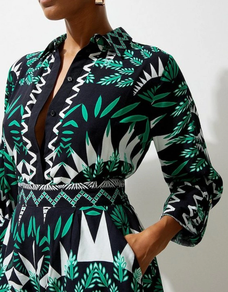 Mono Printed Viscose Woven Beach Shirt