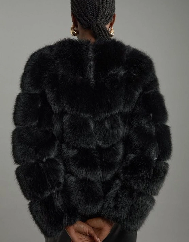 Faux Fur Panelled Long Sleeve Jacket