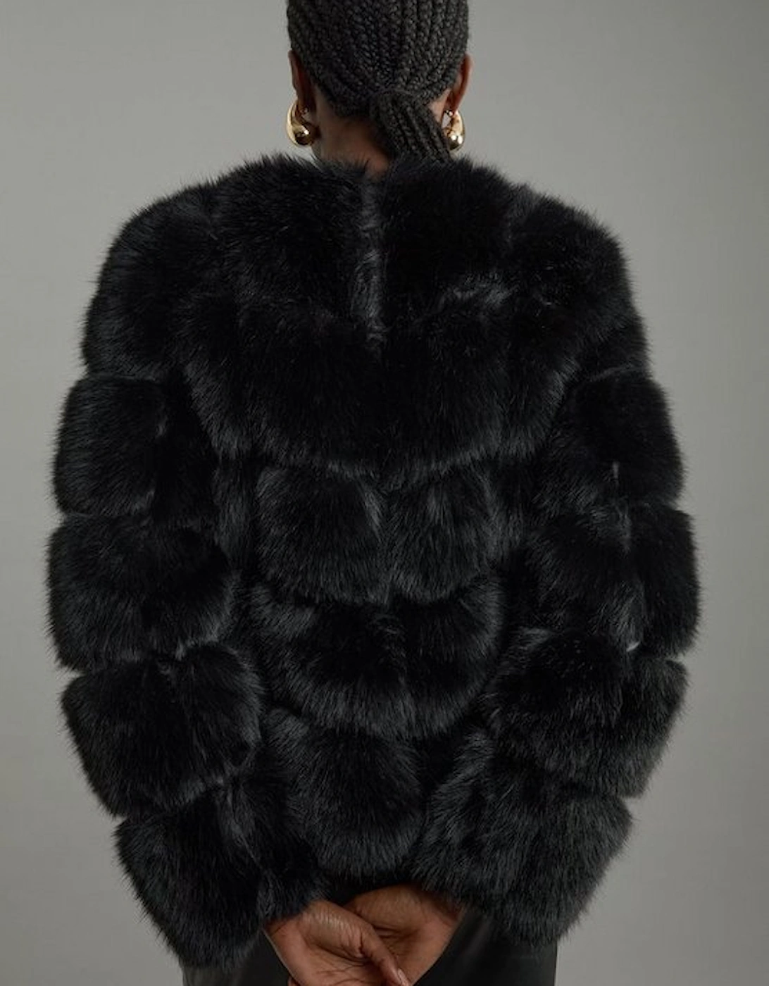 Faux Fur Panelled Long Sleeve Jacket