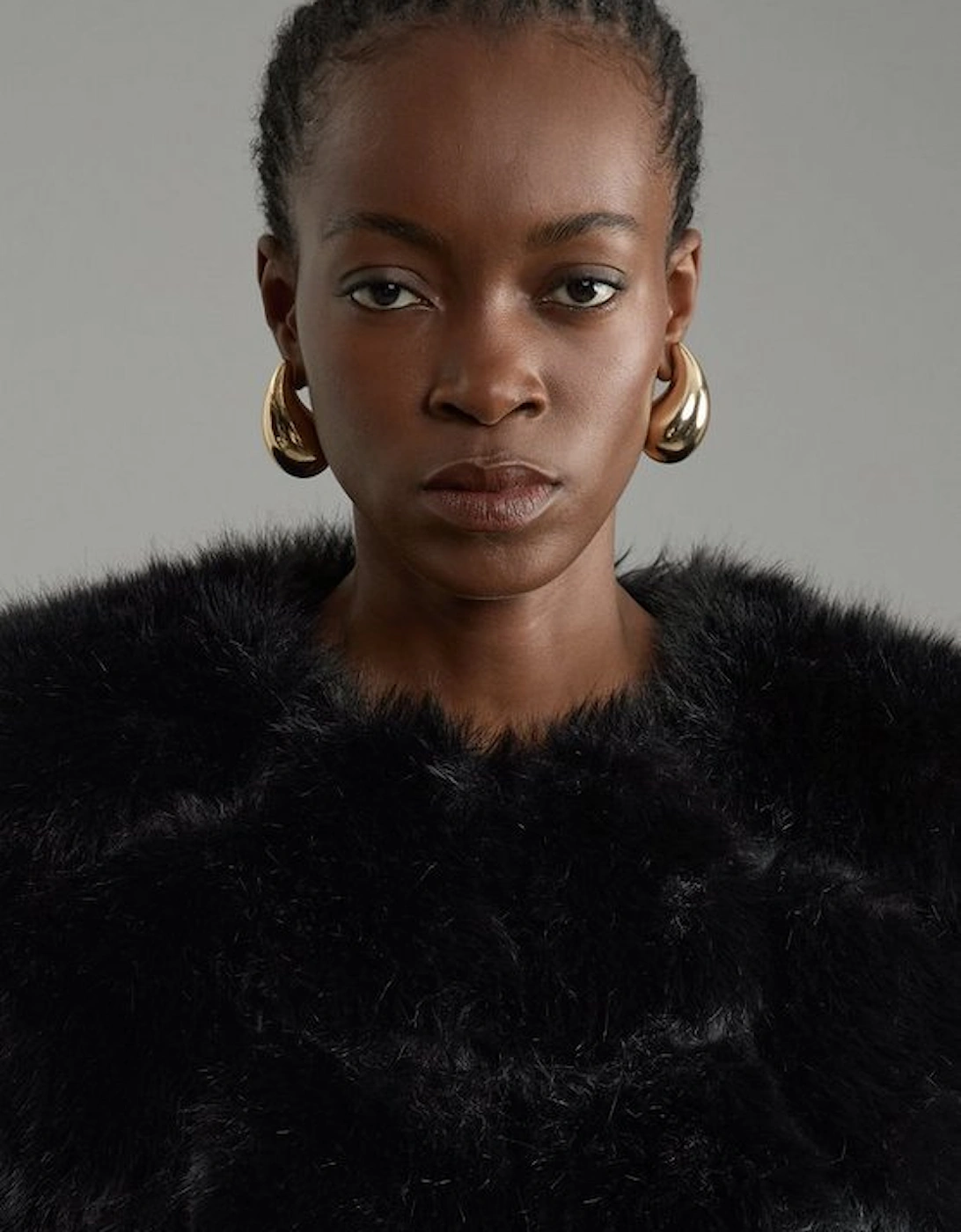 Faux Fur Panelled Long Sleeve Jacket