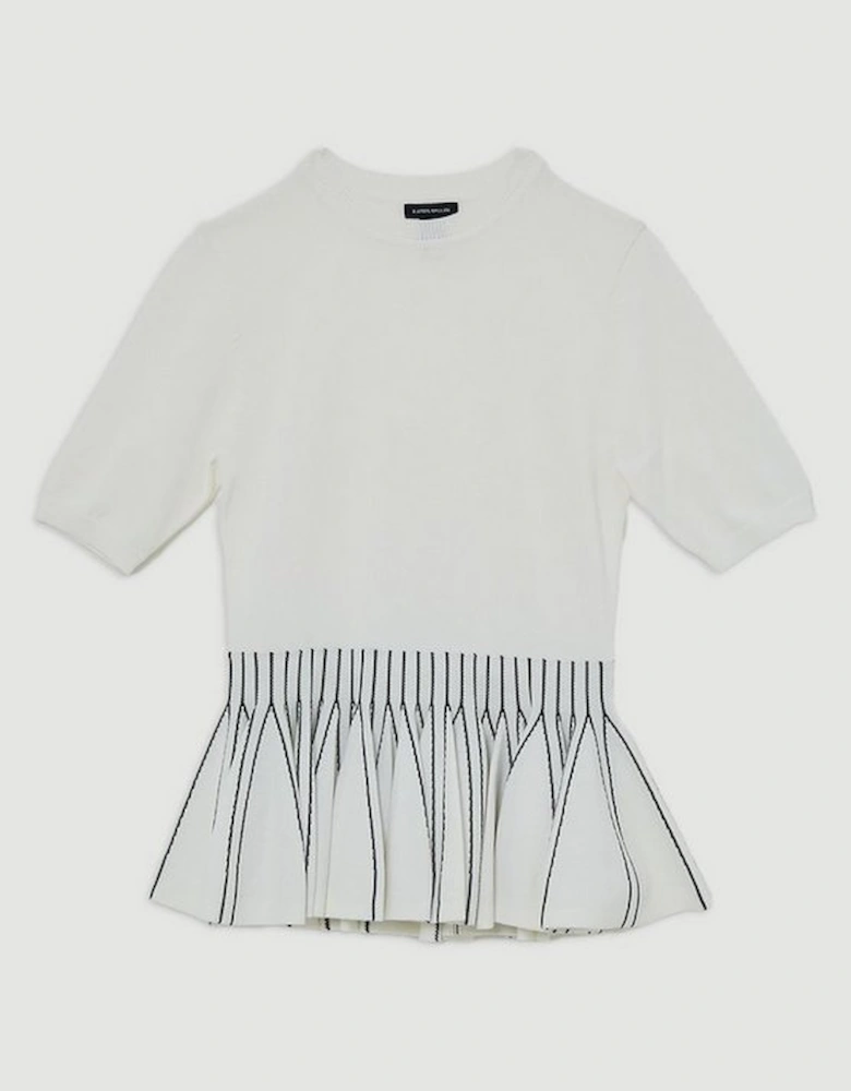 Viscose Blend Rib Knit Peplum Top
