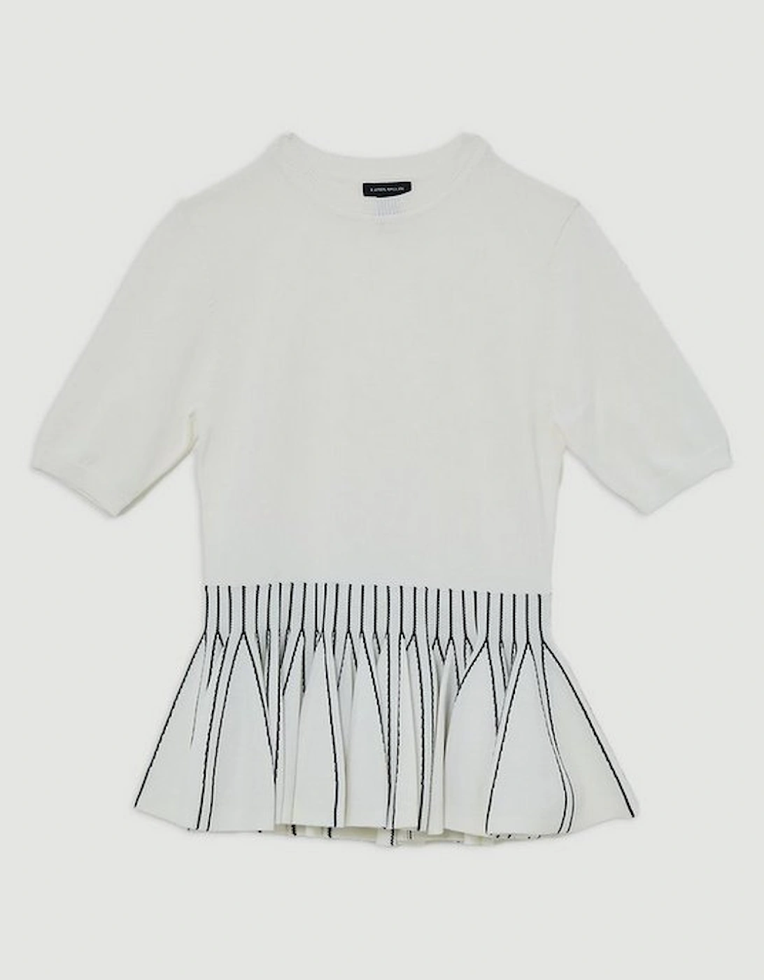Viscose Blend Rib Knit Peplum Top