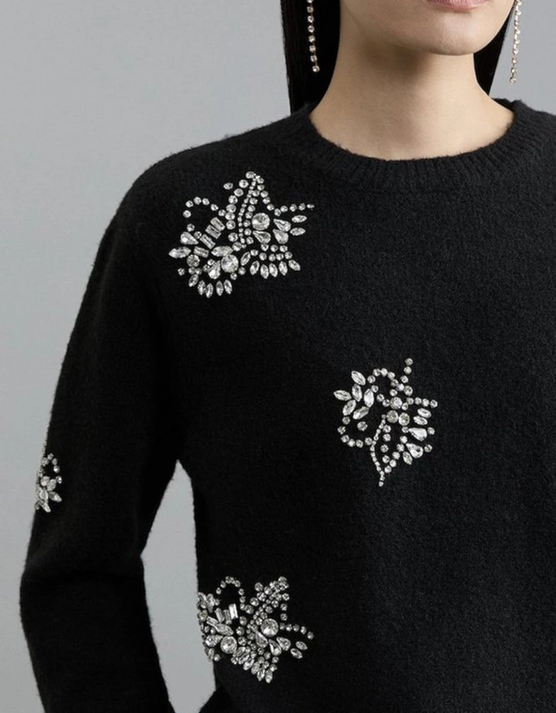 Wool Blend Embellished Cosy Knit Jumper