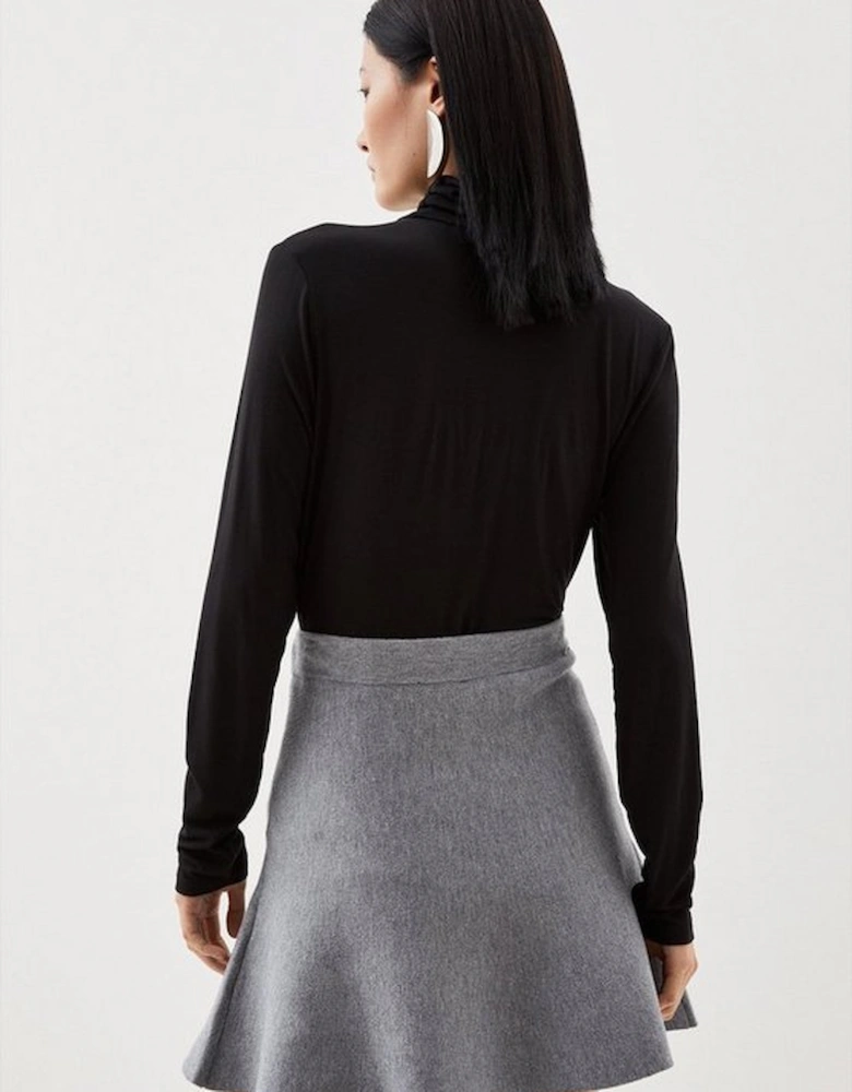 Compact Wool Look Knit Flippy Mini Skirt