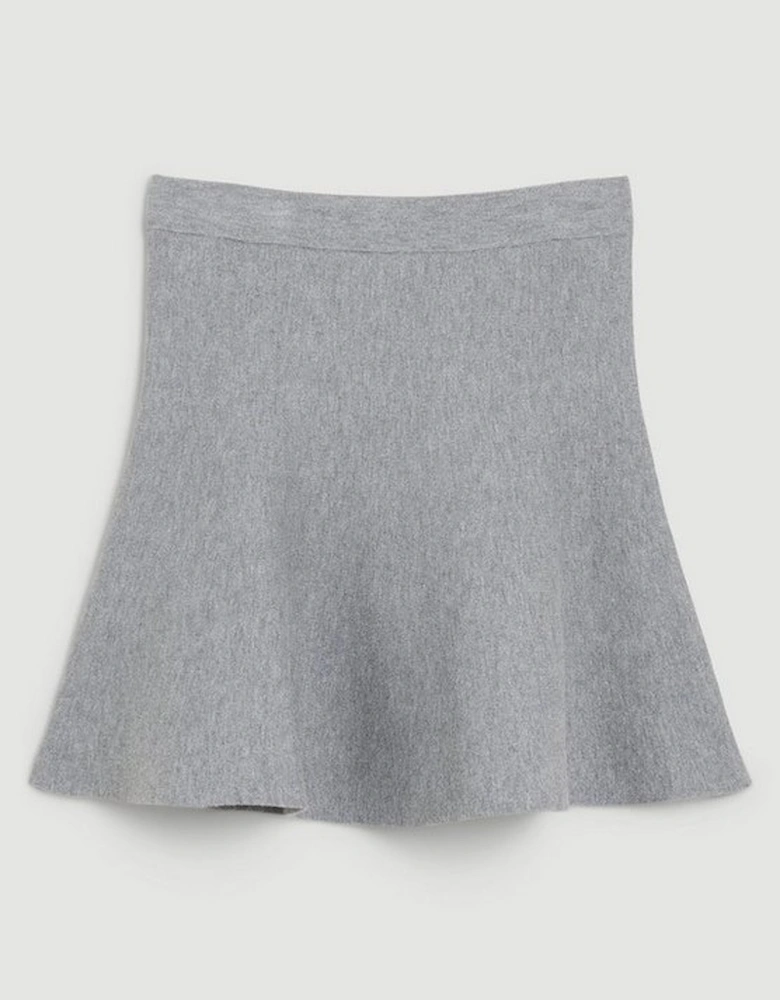 Compact Wool Look Knit Flippy Mini Skirt