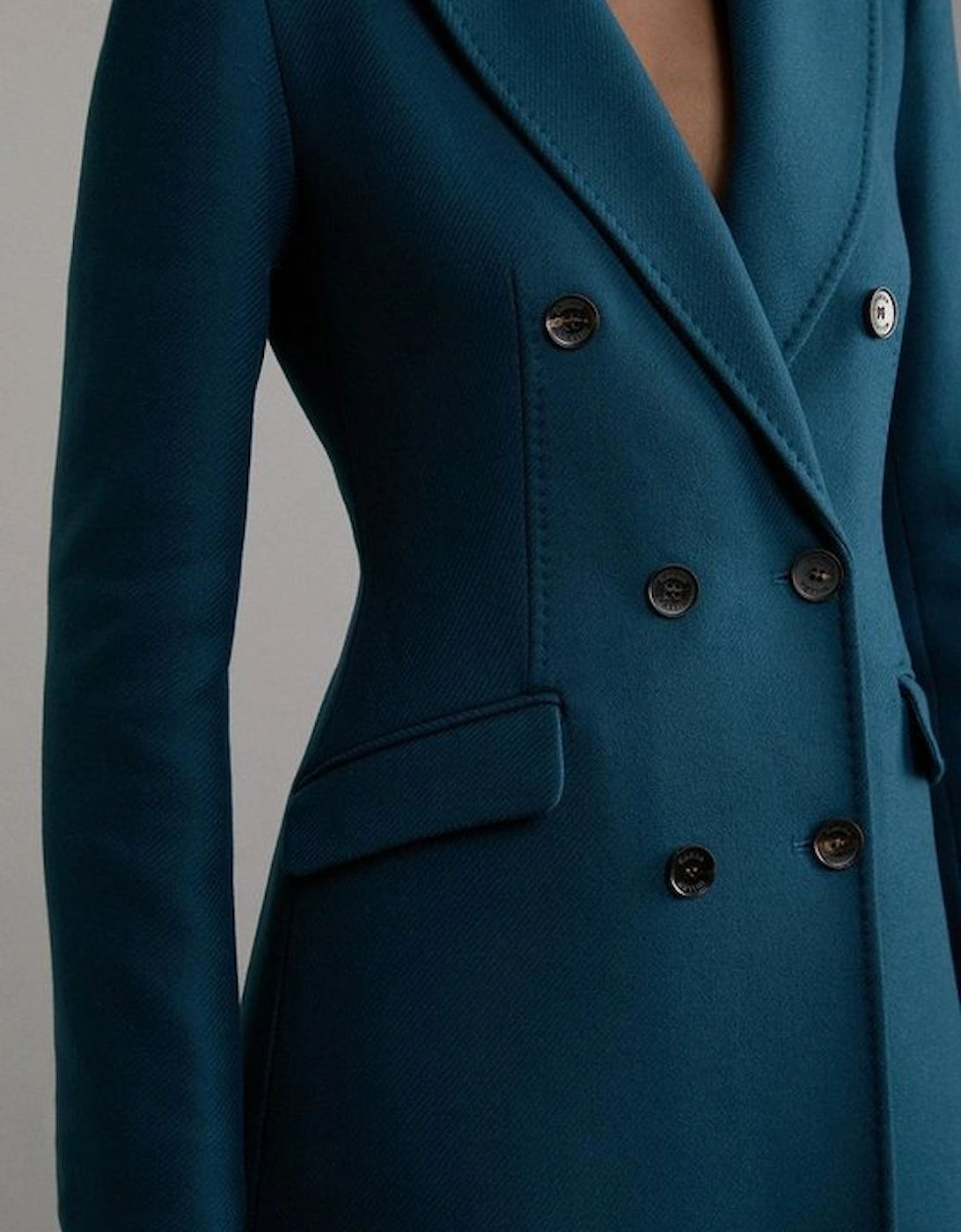 Premium Italian Manteco Wool Fitted Tailored Midi Coat