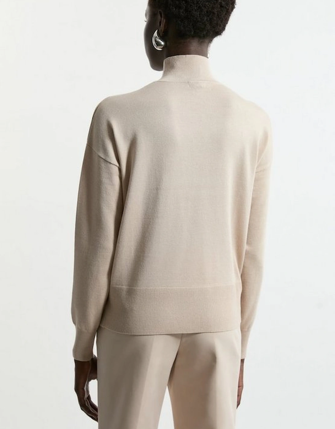 Viscose Blend Popper Detail Knit Jumper