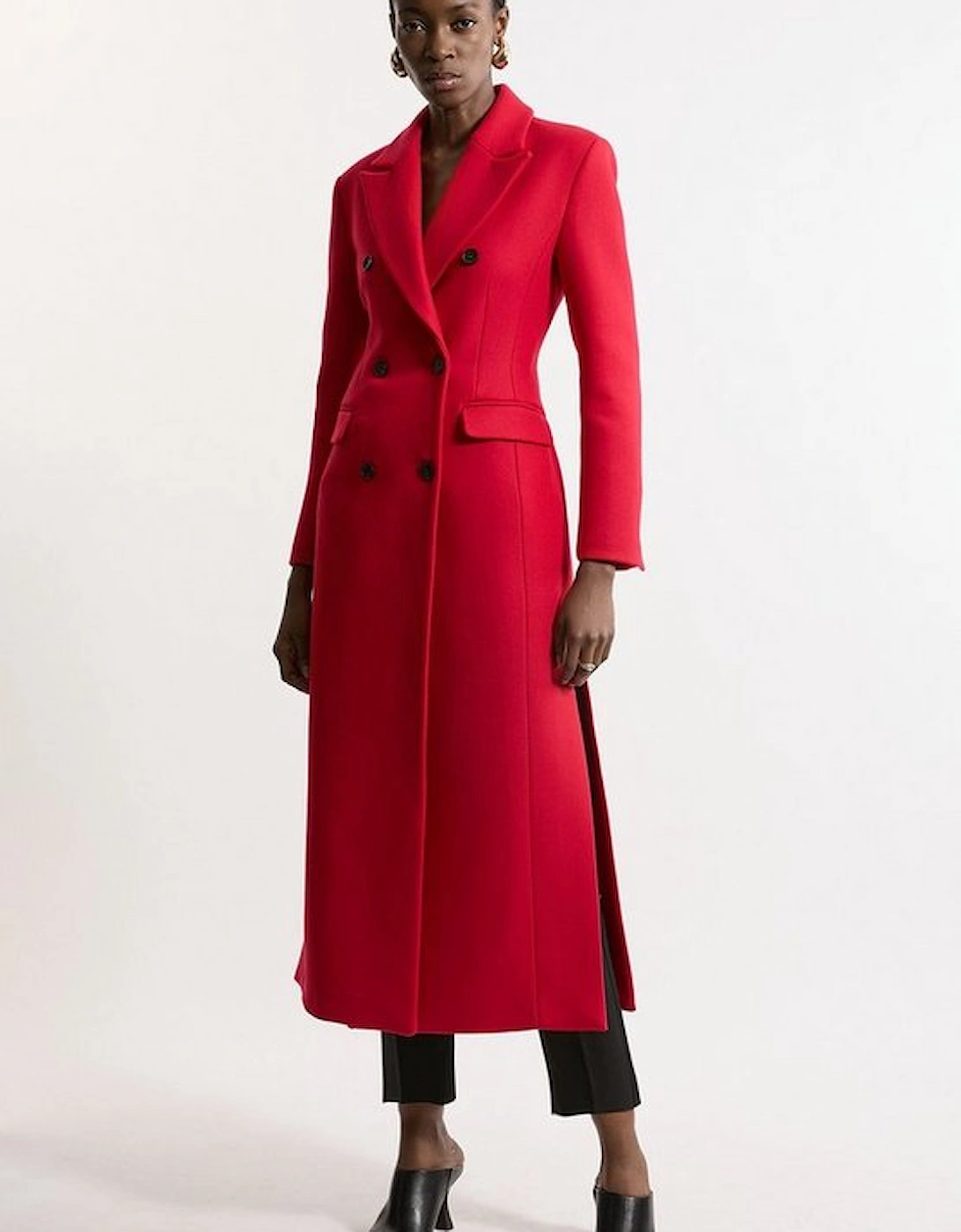 Italian Wool Double Breasted Tailored Maxi Coat