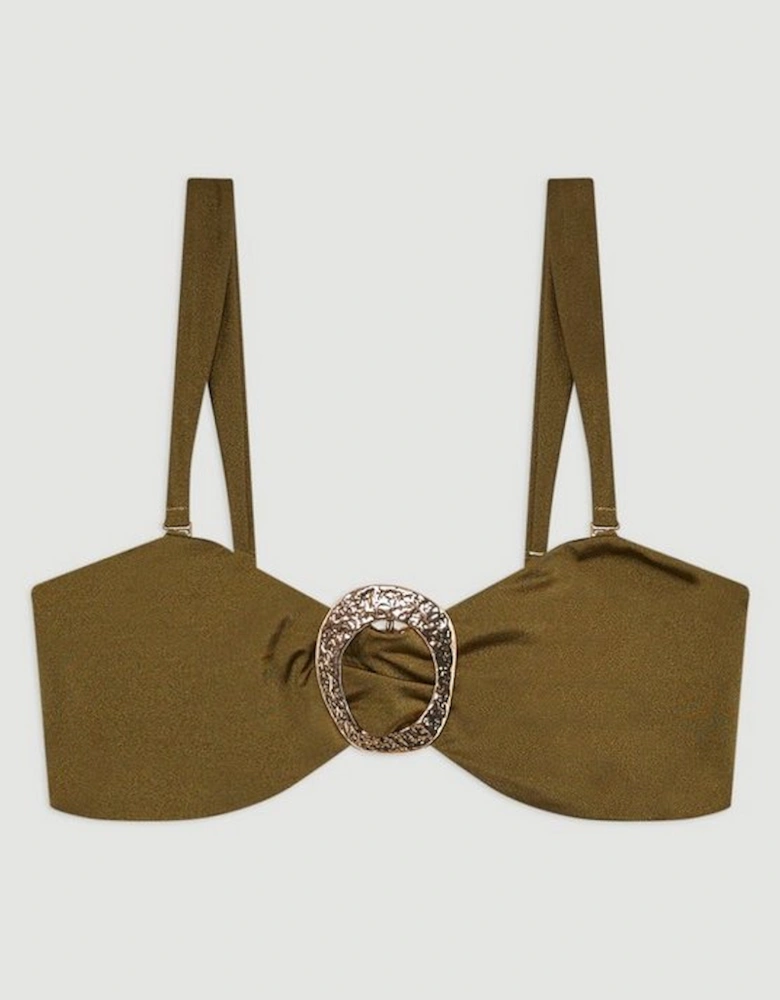 Slinky Trim Detail Detachable Strap Bikini Top