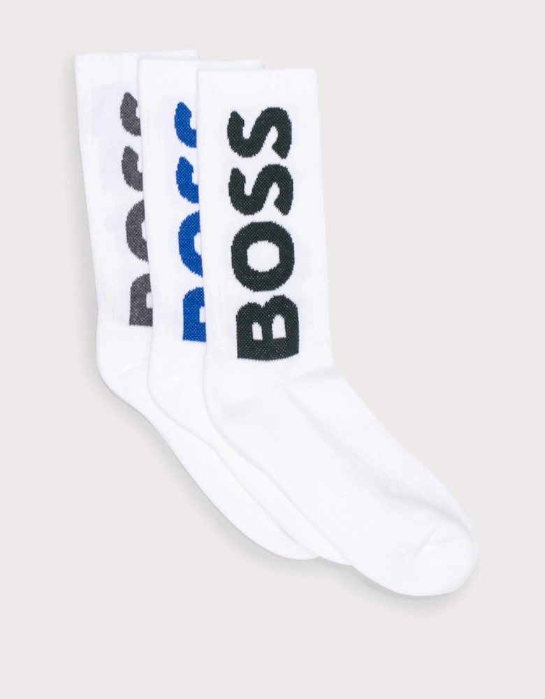 3 Pack QS Rib Logo Socks