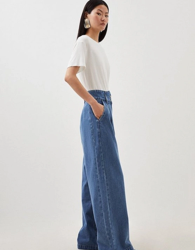 Petite Denim Wide Leg Trousers