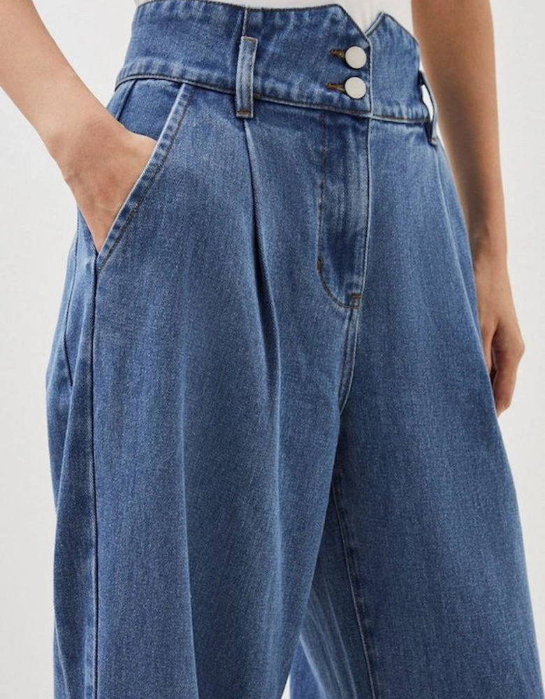 Petite Denim Wide Leg Trousers