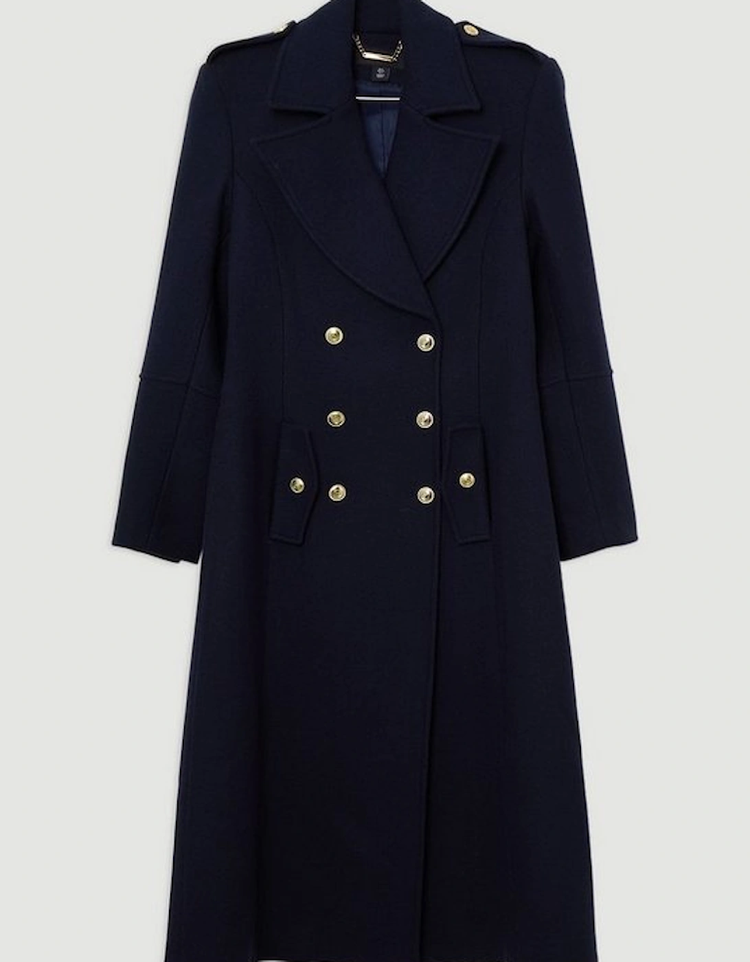 Premium Italian Manteco Wool Military Double Breasted Tailored Midi Coat