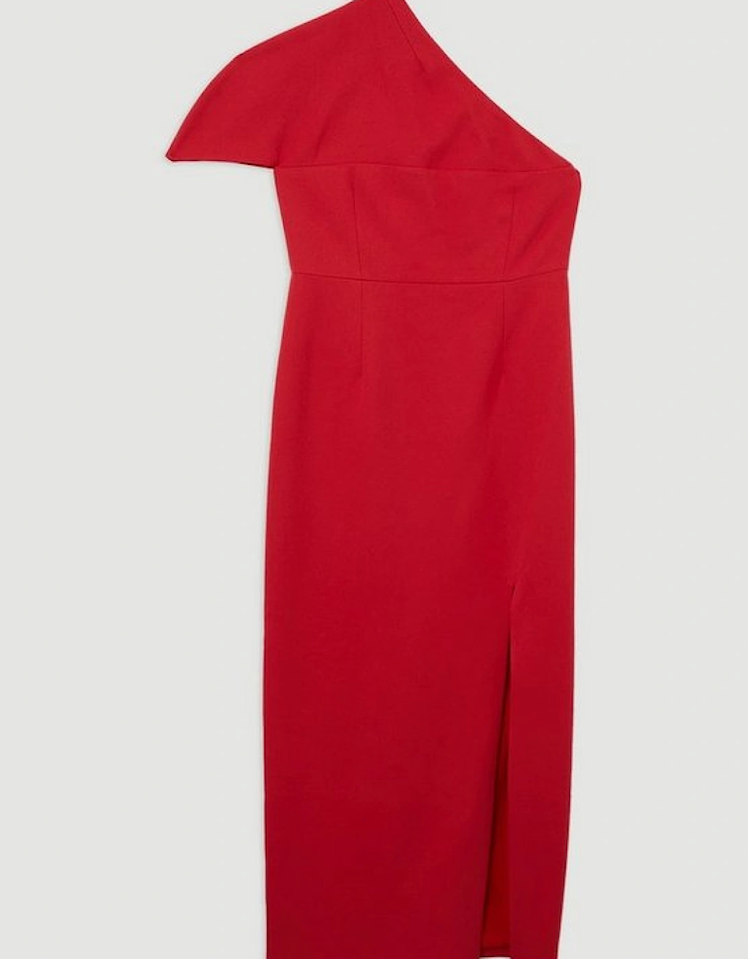 Structured Crepe Asymmetric Cape Detail Tailored Midi Dress