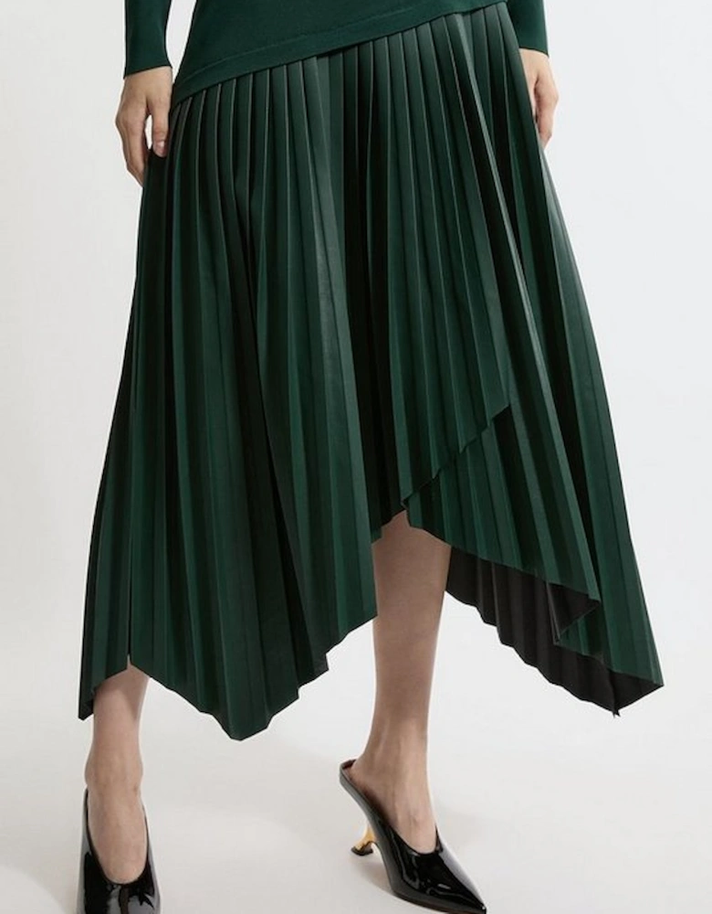 Pu Knit Belted Midi Dress