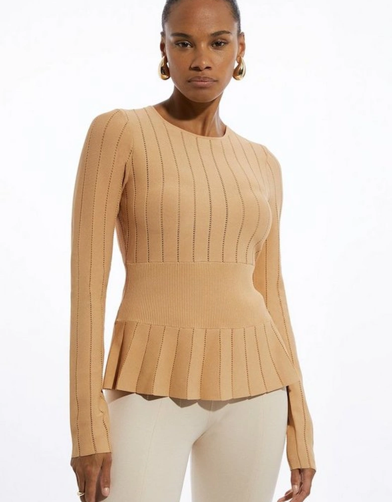 Pointelle Viscose Blend Knit Top