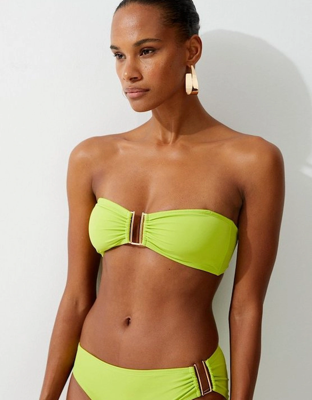 Detachable Strap Gold Trim Bikini Top