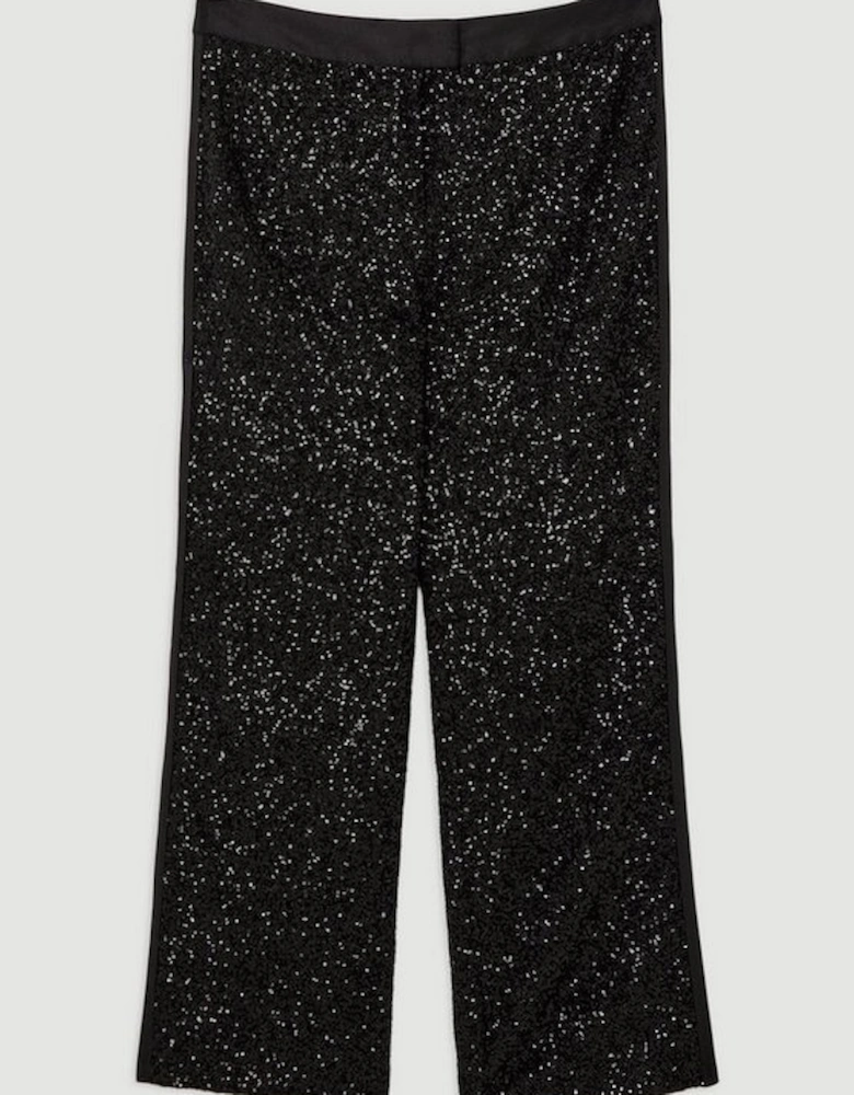 Plus Size Sequin High Waisted Wide Leg Trousers