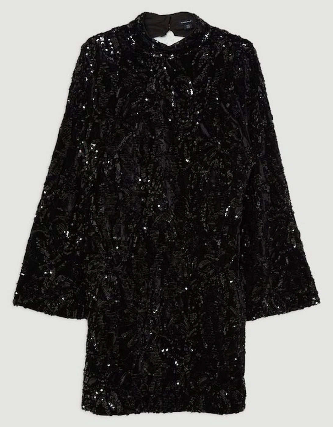 Plus Size Velvet Sequin Flare Woven Mini Dress