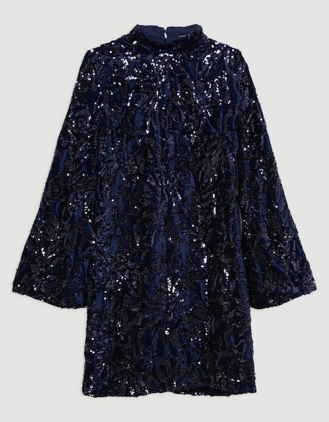 Plus Size Velvet Sequin Flare Woven Mini Dress