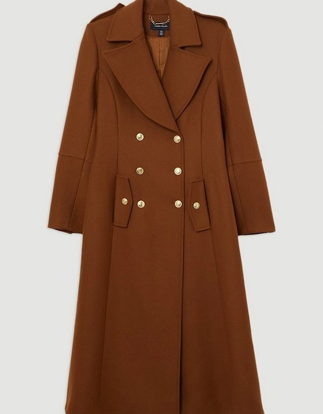 Premium Italian Manteco Wool Military Double Breasted Tailored Midi Coat