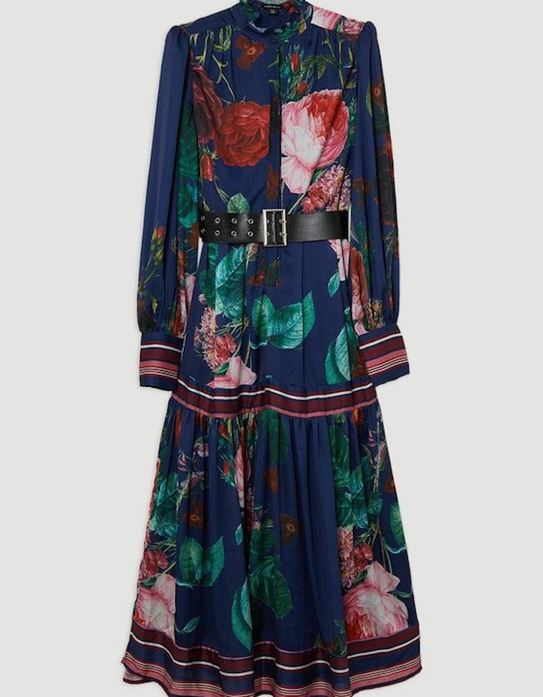 Petite Floral Print Woven Balloon Sleeve Midaxi Dress