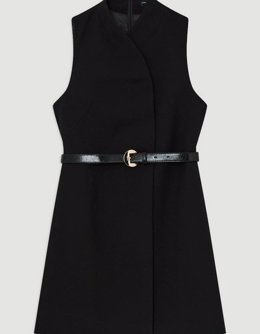 Compact Stretch Wrap Neck Tailored Midi Dress