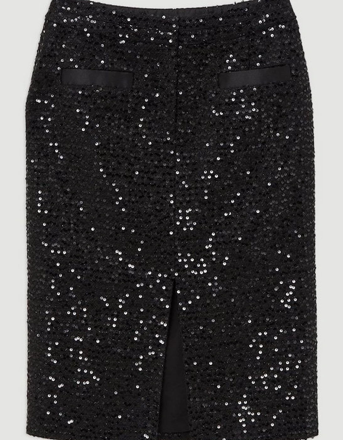 Sequin Tweed Tailored Midi Skirt