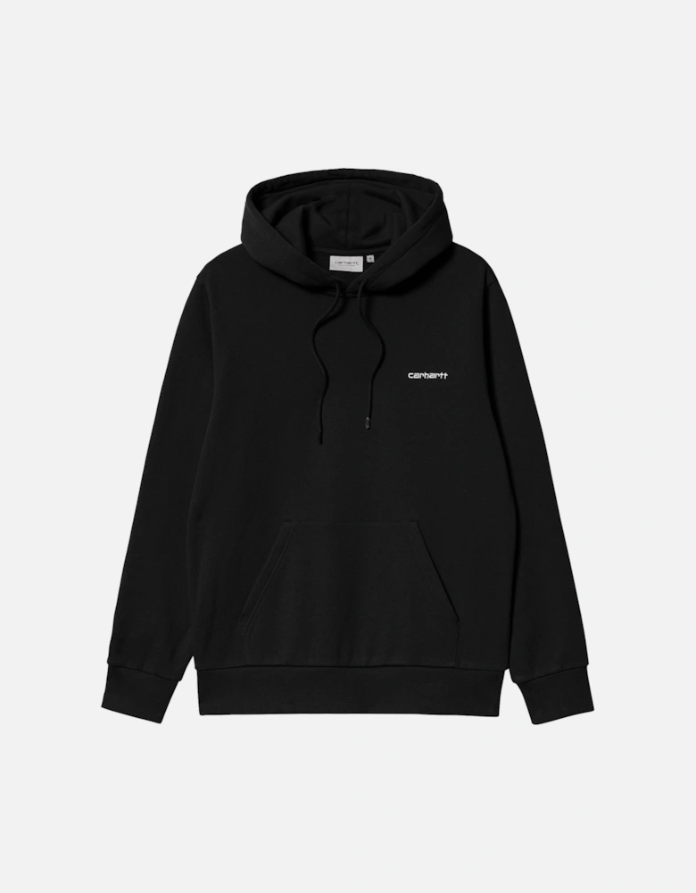 Hooded Script Embroidery Sweat Black/White