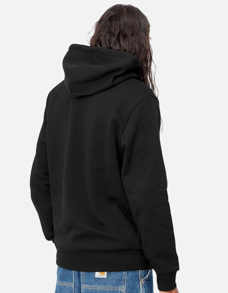 Hooded Script Embroidery Sweat Black/White