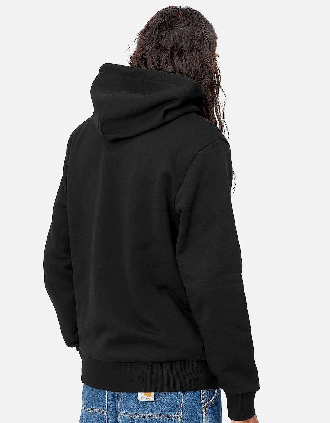 Hooded Script Embroidery Sweat Black/White